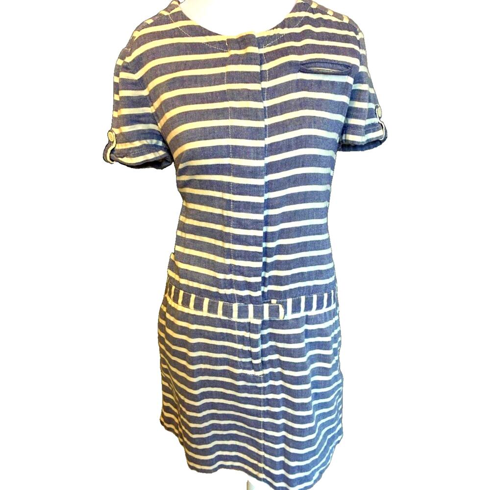 J. Crew Stripe Dress Maritime Sailor Pockets Coastal Boathouse Nautical Yacht 6